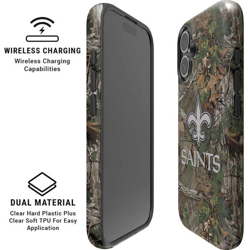 NFL New Orleans Saints Realtree Xtra Green Camo iPhone 16 Plus Magsafe Impact Case